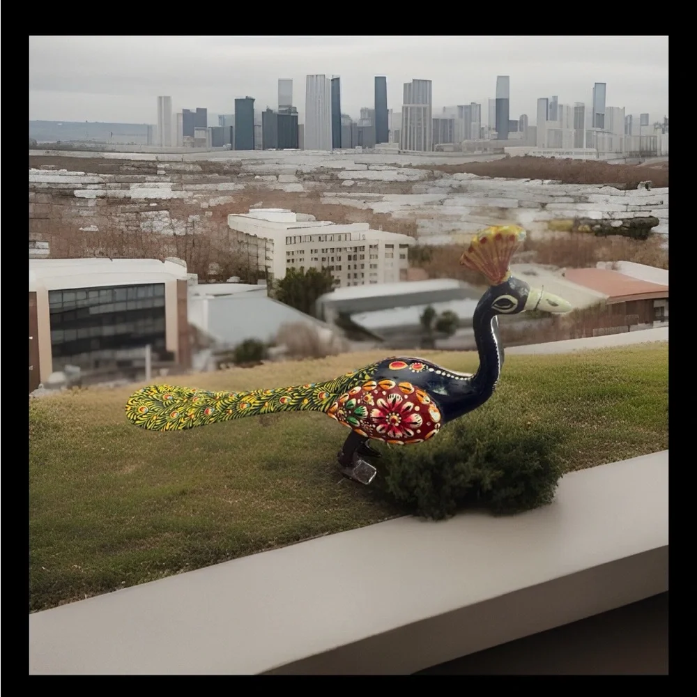 Colorful Peacock Bird Figurine metal